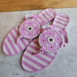 Jack rogers pink and white womens flip flops size 8